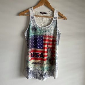 Tank top with USA flag print